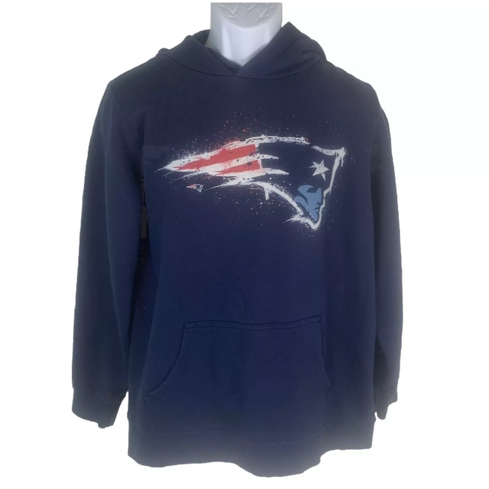 Fanatics New England Patriots Youth Hooded‎ Sweatshirt Heavy Weight Size XL Blue